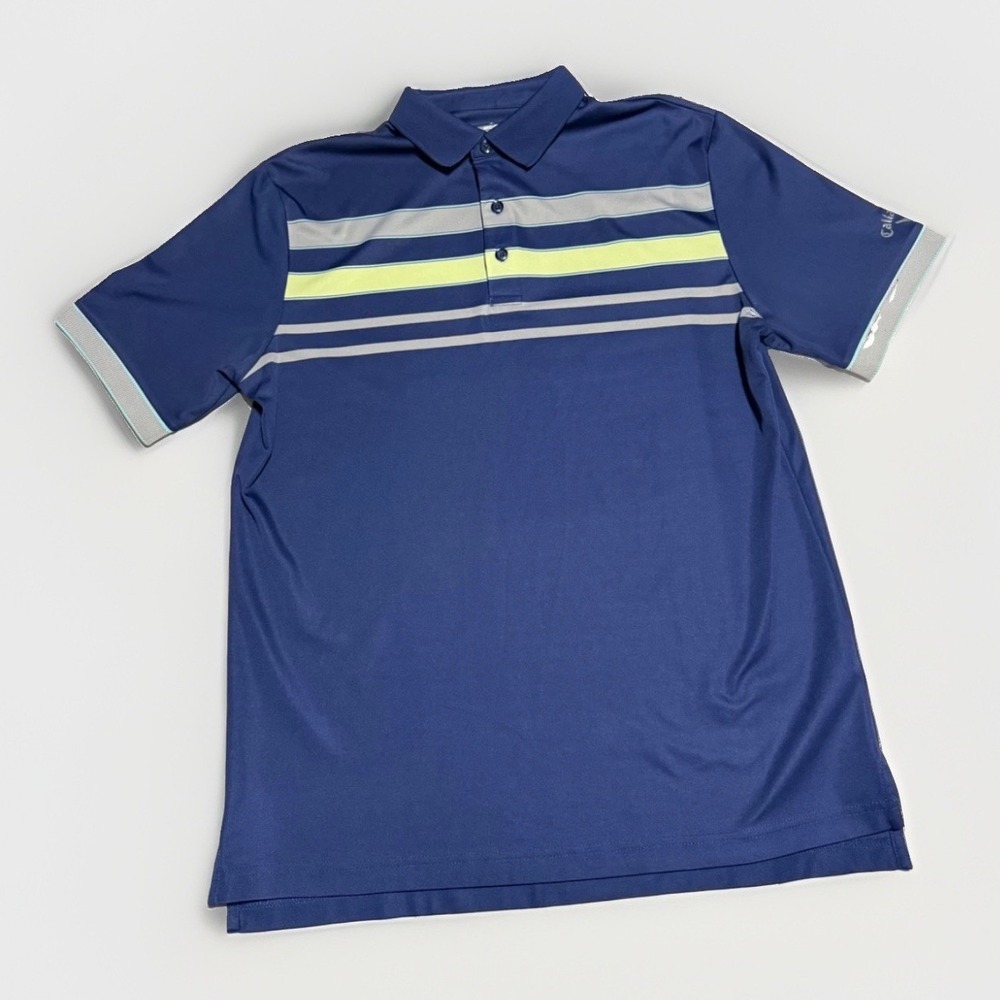Callaway Opti-Dri Golf Polo Mens M Navy Striped Performance Shirt‎